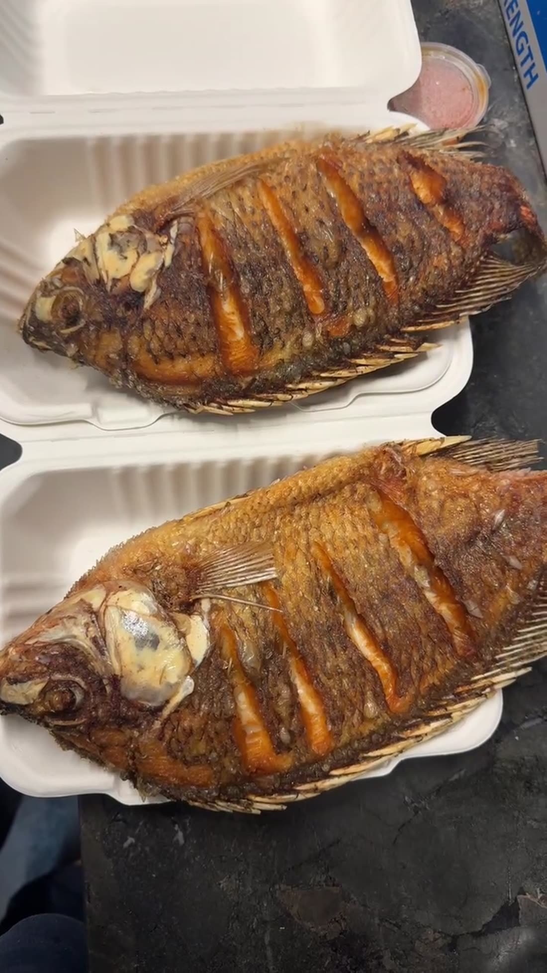 Whole fried tilapia at My Place Bar Wolf Lane Perth